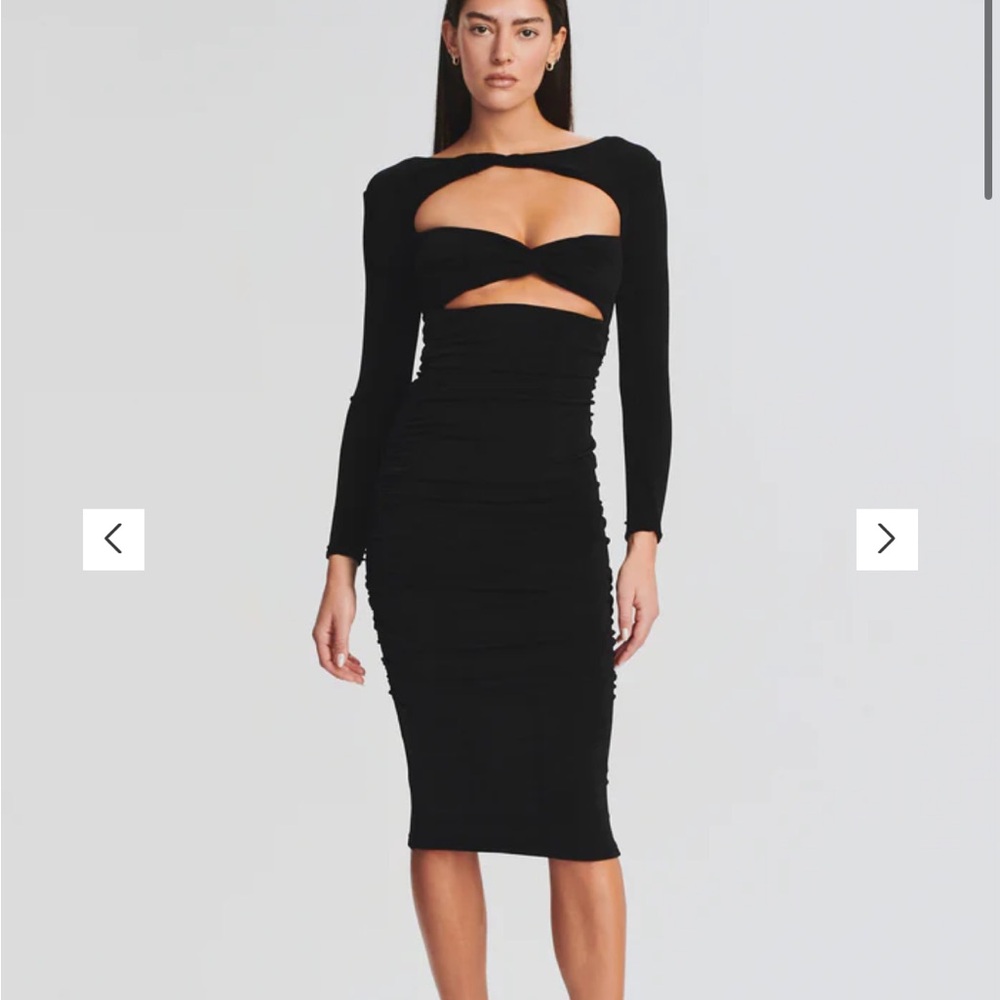 SEROYA Elegant Black Cut-Out Dress